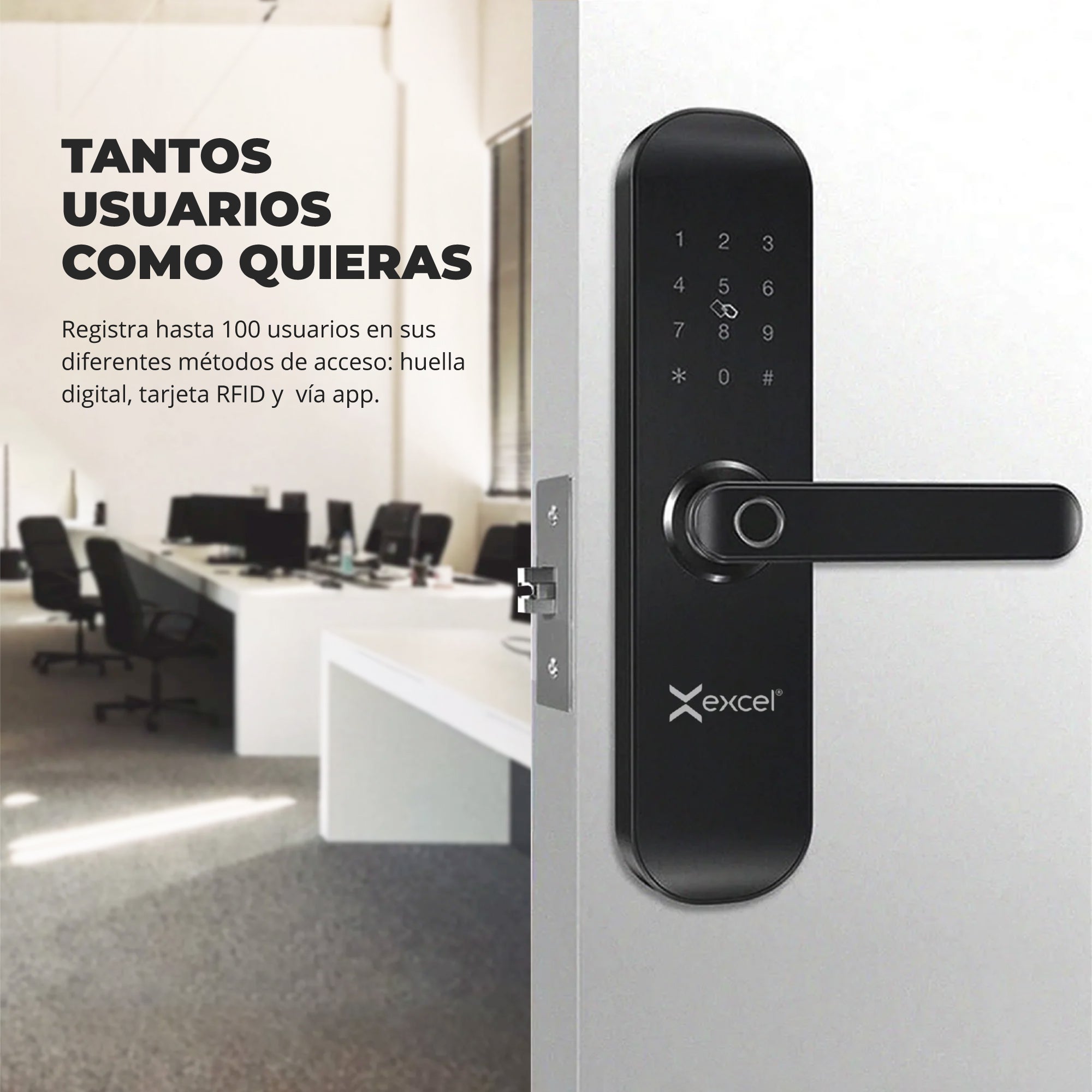 Cerradura Inteligente WiFi Excel 202 con manija, módulo exterior.