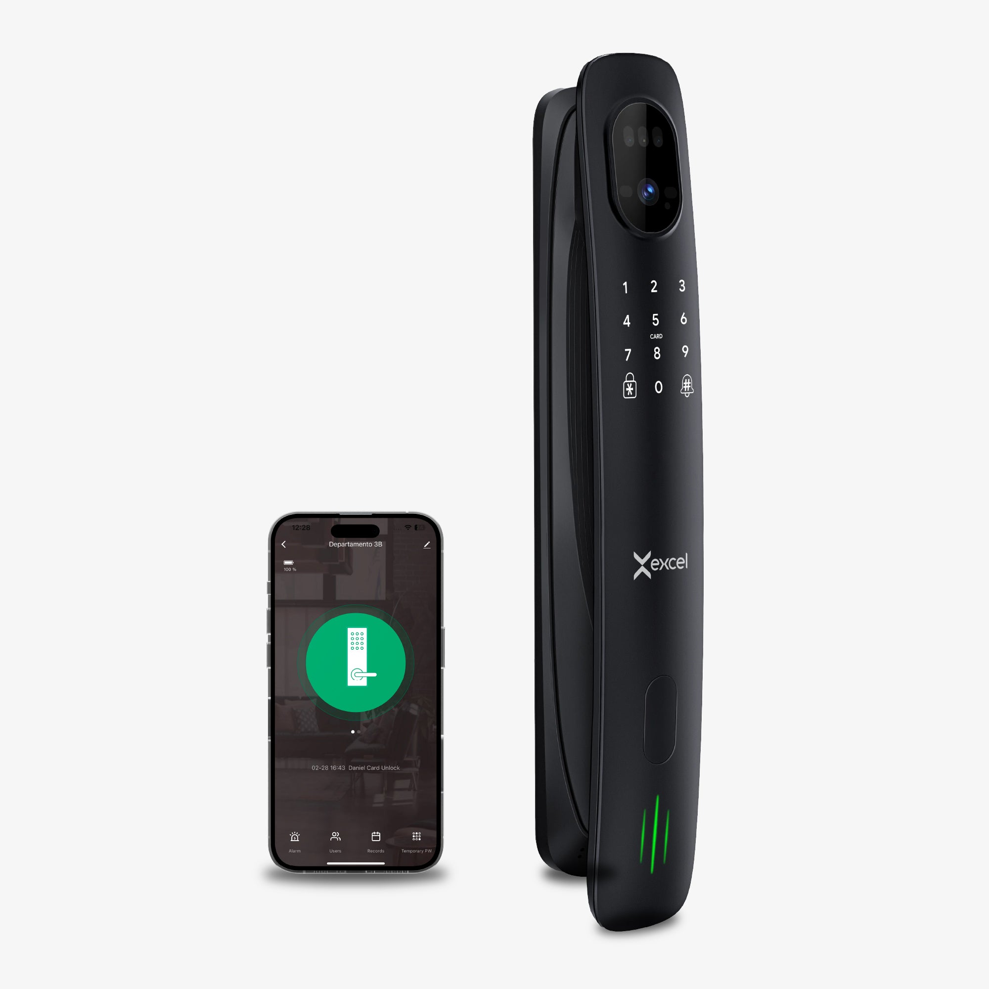 Cerradura Inteligente EXC-SP820 con acceso vía app, FaceID, video portero wifi, huella digital, clave, tarjeta RFID y apertura Push-Pull