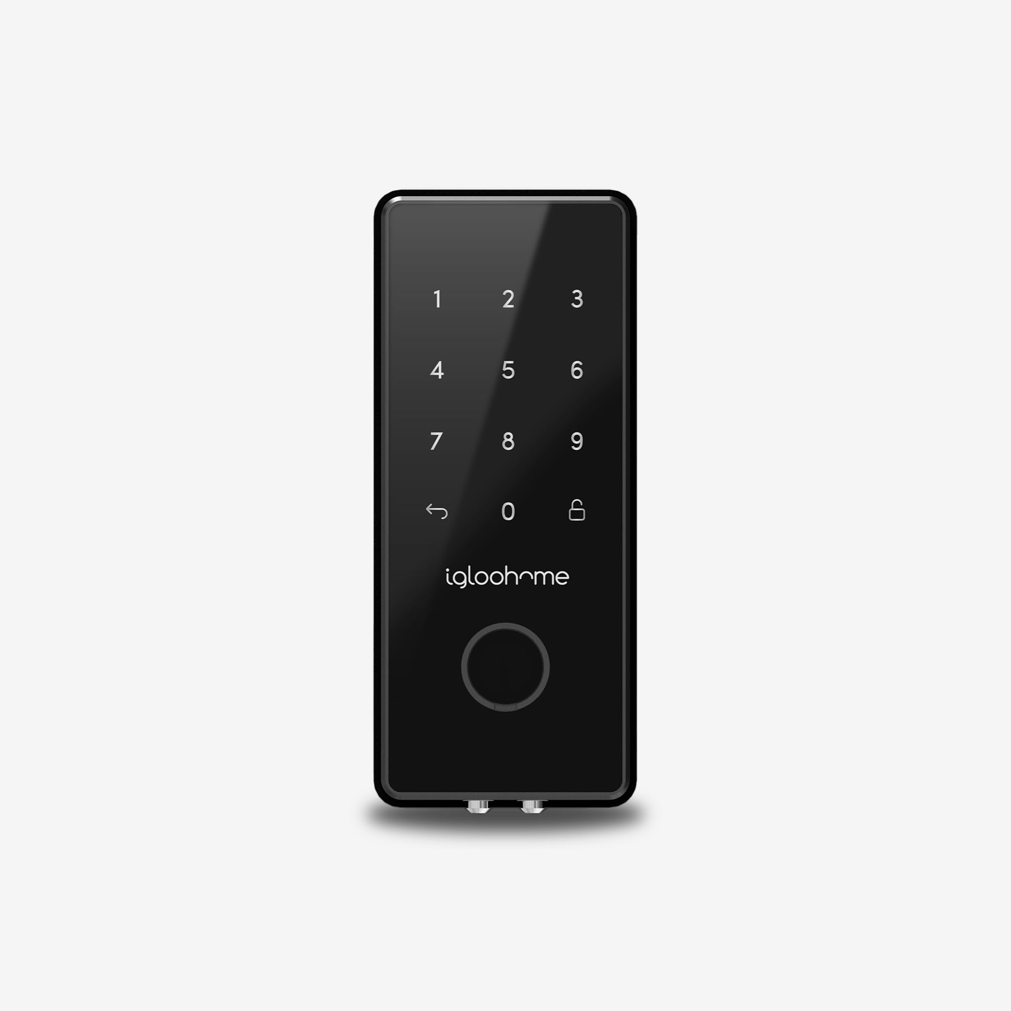 Cerradura para oficina Deadbolt 2S Metal Grey. Bluetooth vía app, Contraseña, y Llave de alta seguridad. Unidad exterior, vista frontal.