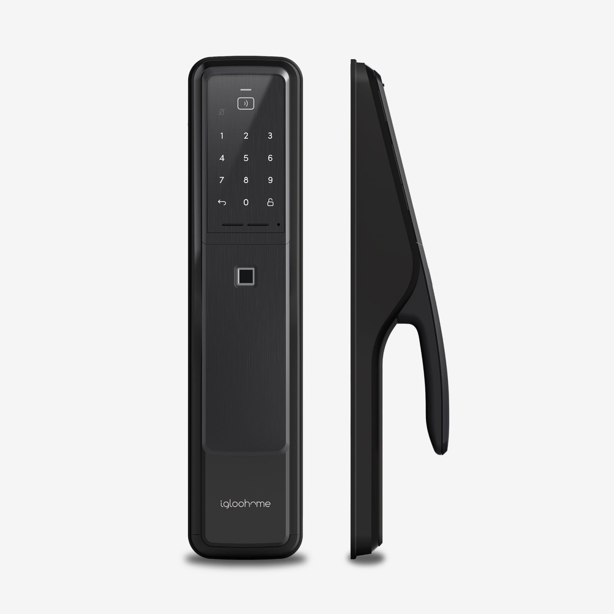 Cerradura con Clave Numérica, Tarjeta RFID, Huella Digital y acceso vía app Push-Pull Mortise. Unidad interior y exterior.