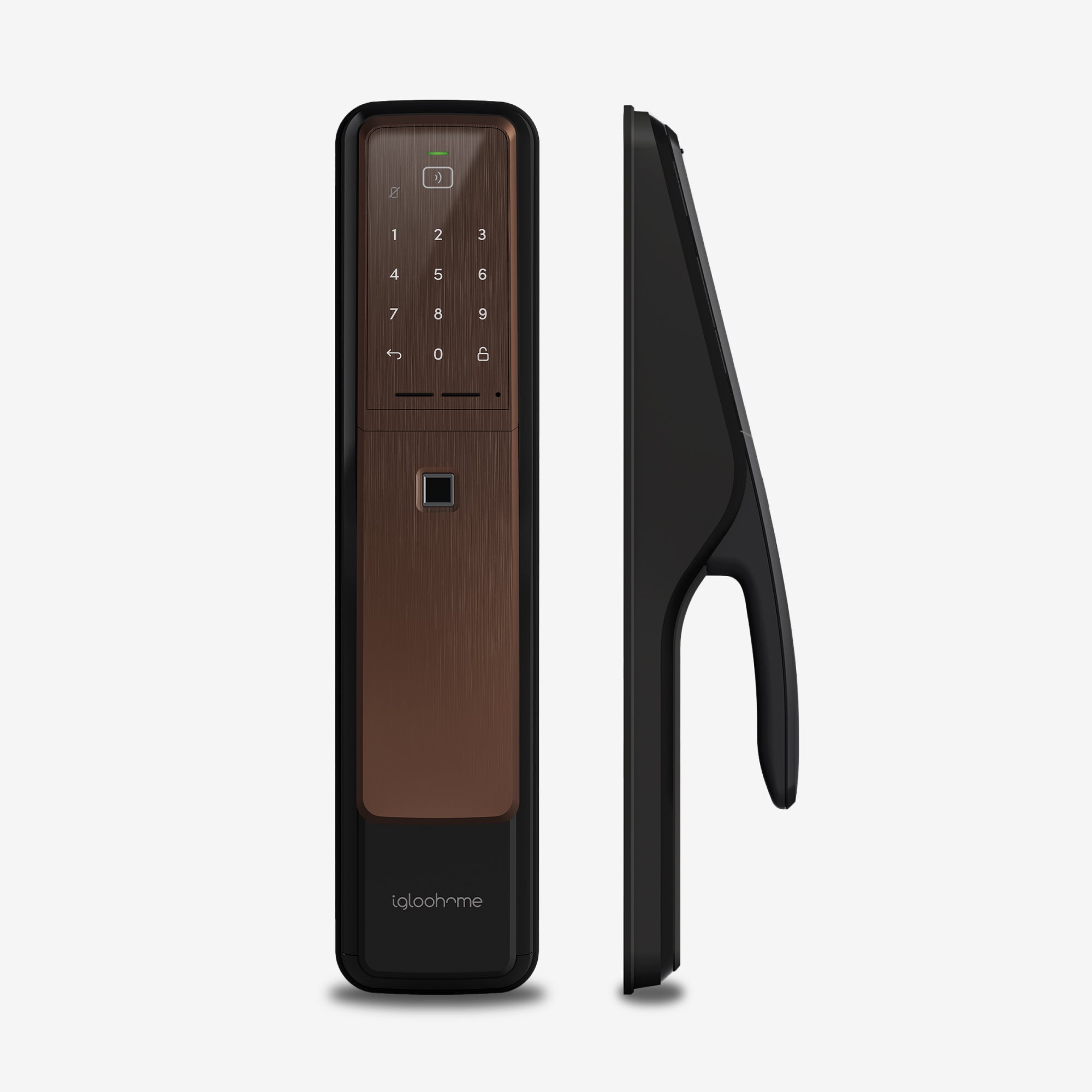 Cerradura con Clave Numérica, Tarjeta RFID, Huella Digital y acceso vía app Push-Pull Mortise. Unidad interior y exterior.