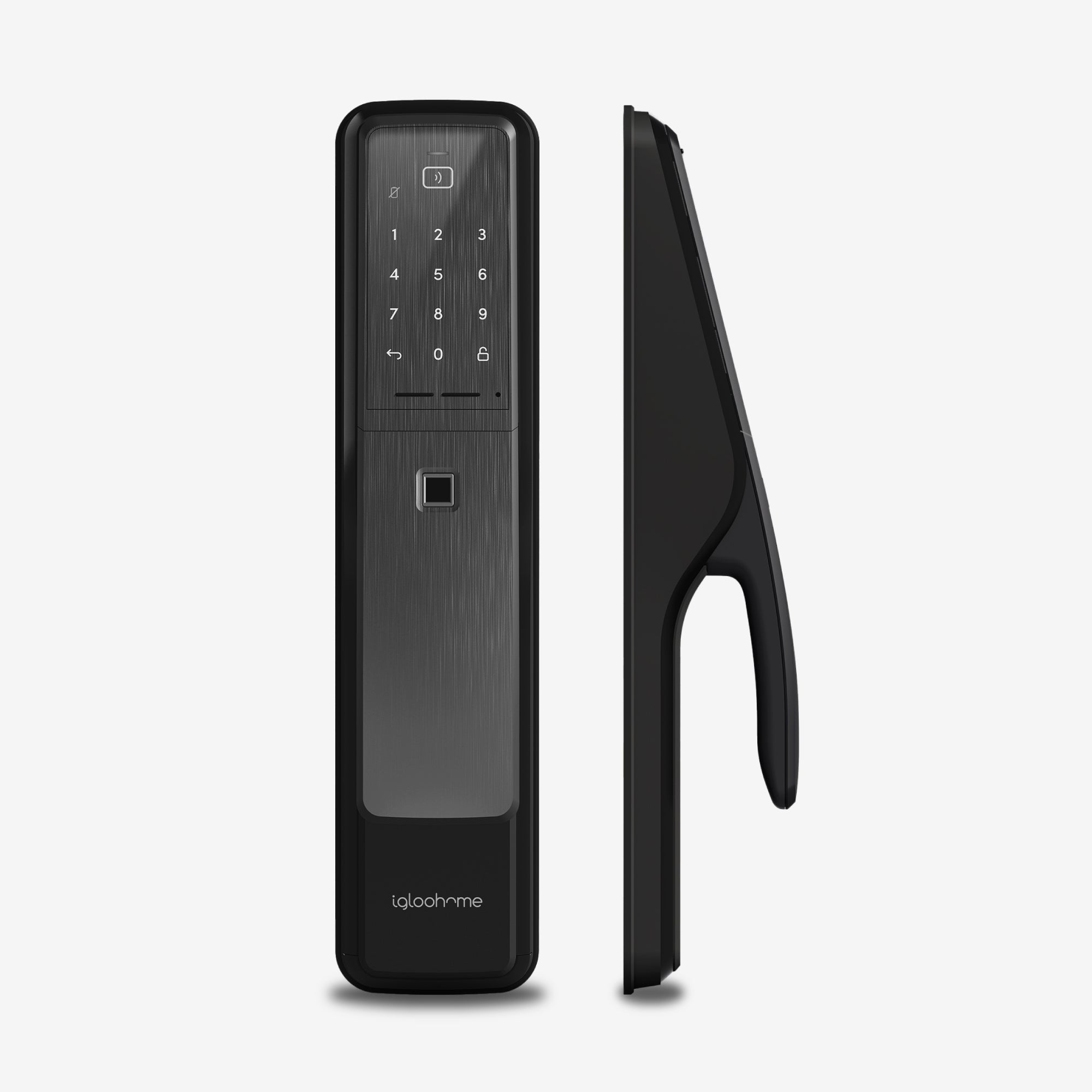 Cerradura con Clave Numérica, Tarjeta RFID, Huella Digital y acceso vía app Push-Pull Mortise. Unidad interior y exterior.
