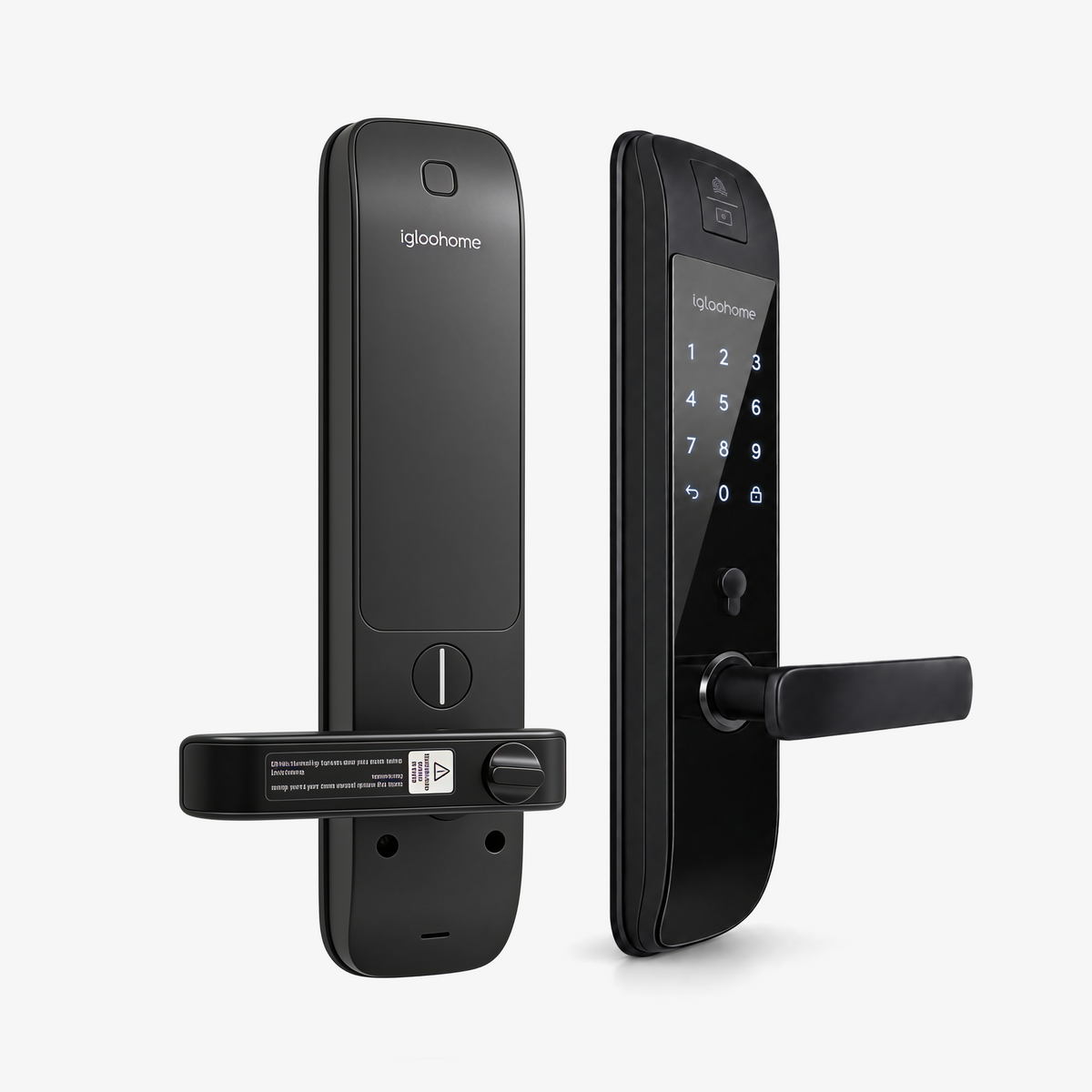 Cerradura Inteligente igloohome Mortise 2+. App, Huella digital, Contraseña, Tarjeta RFID y Llave de alta seguridad. Unidad exterior, vista frontal.