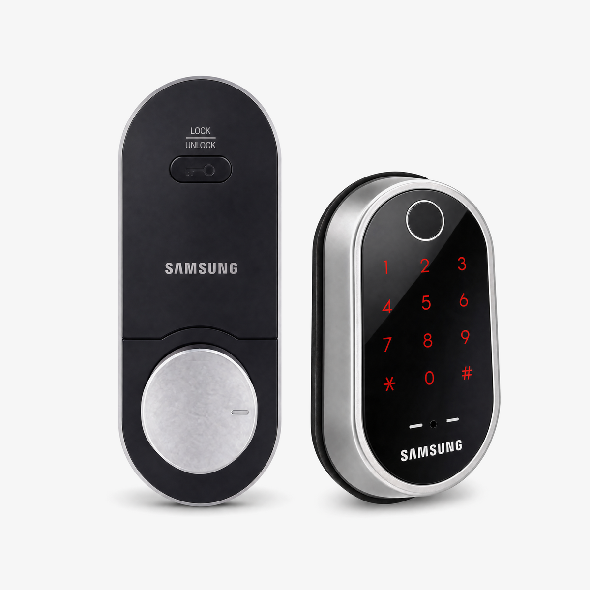Cerradura Inteligente de Samsung SHP-A30 con panel touch para contraseña numérica.
