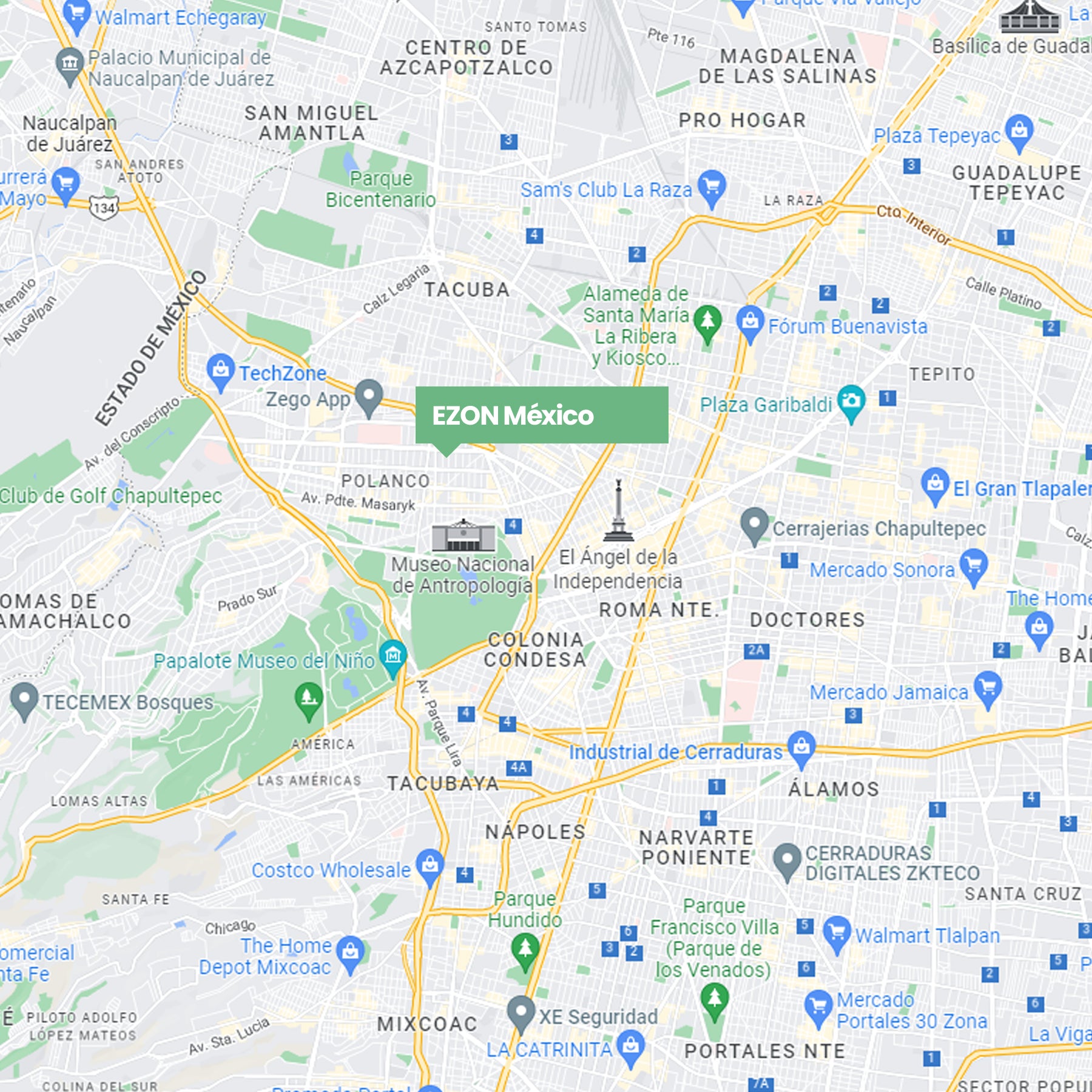 EZON México Dirección Showroom Mapa