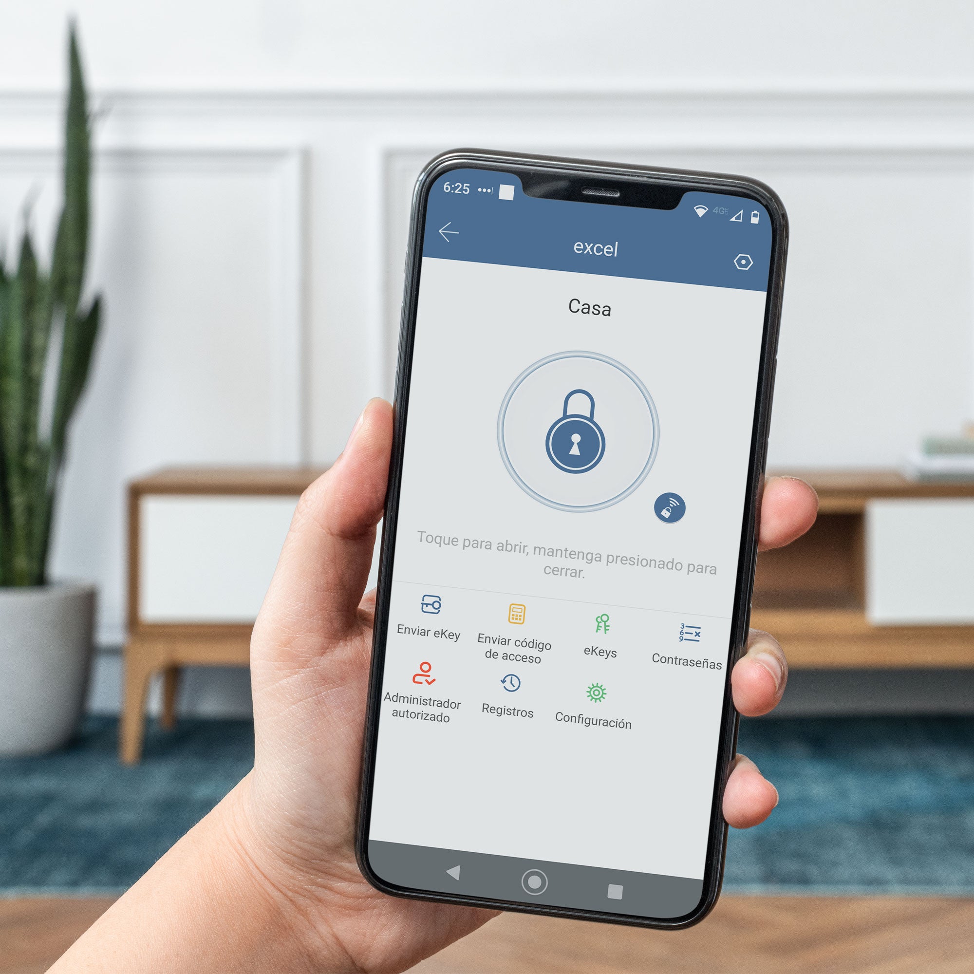 con la cerradura WiFi Excel 324, genera claves de acceso y envíalas por mensajería de texto a tus huéspedes Airbnb. Consulta en la App Excel Digital Doorlock las entradas a tu departamento en renta.