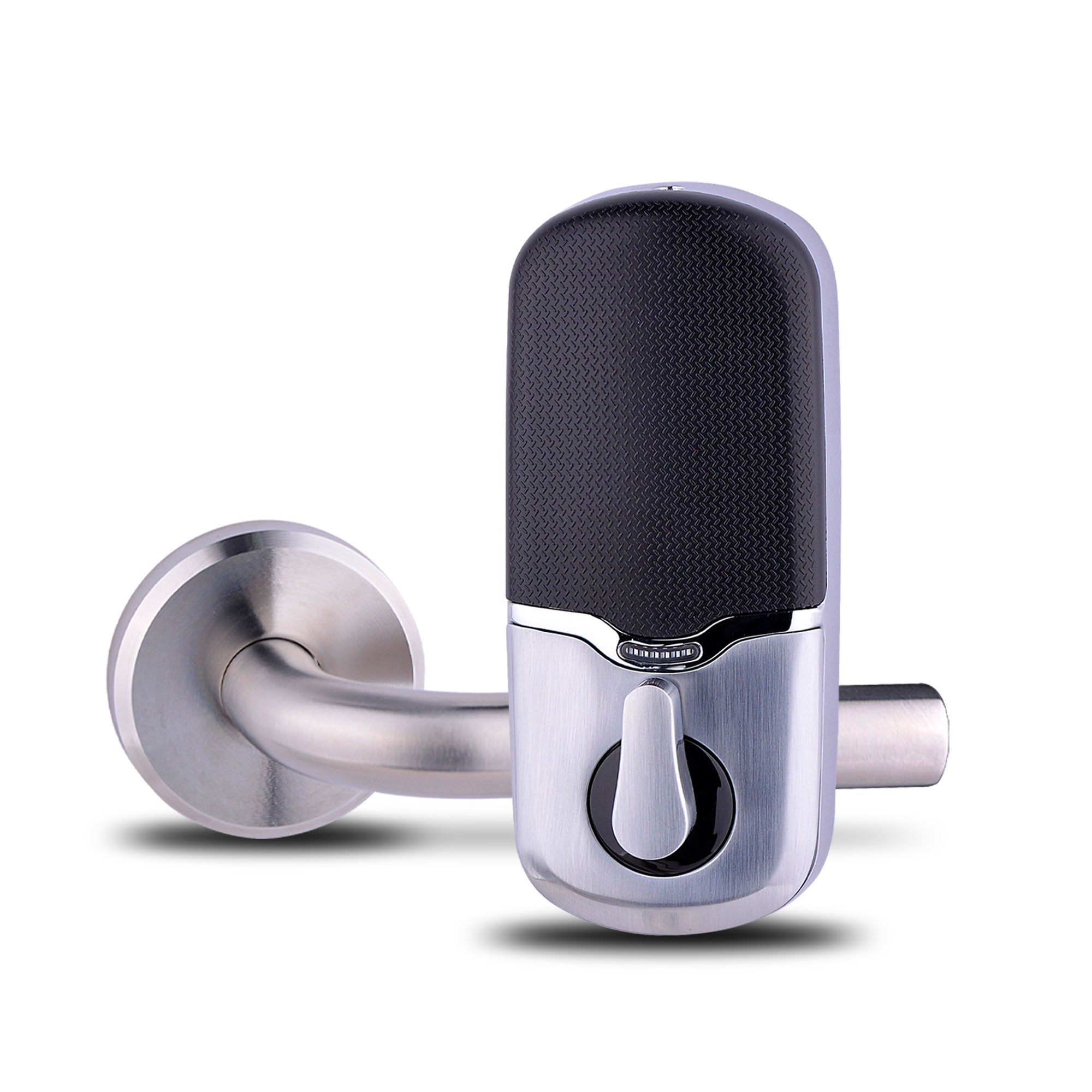 Cerradura de Tarjeta RFID Excel 6100 con llave mecánica, manija y lector de tarjetas RFID. Modelo Excel 6100, módulo interior