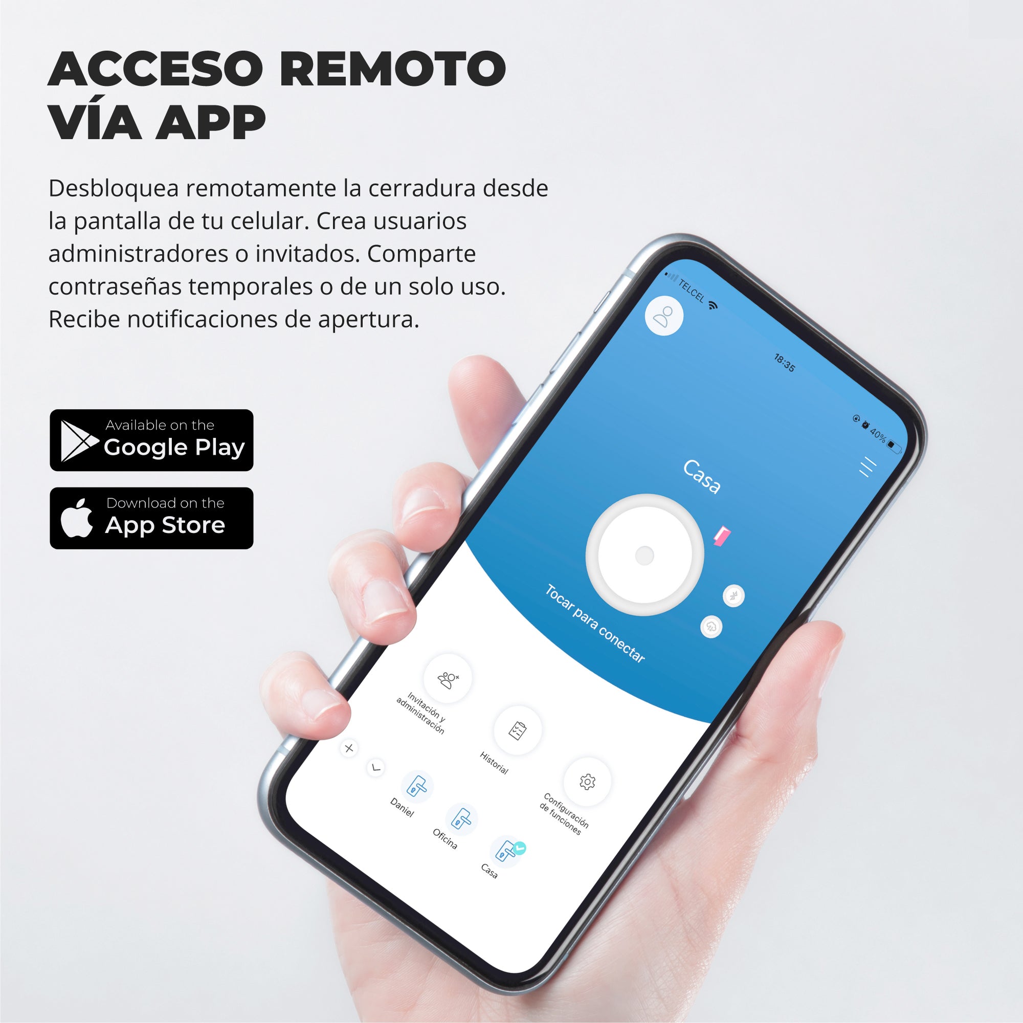 Aplicación Excel Smart Doorlock para la cerradura inteligente Excel SD400 con WiFi.