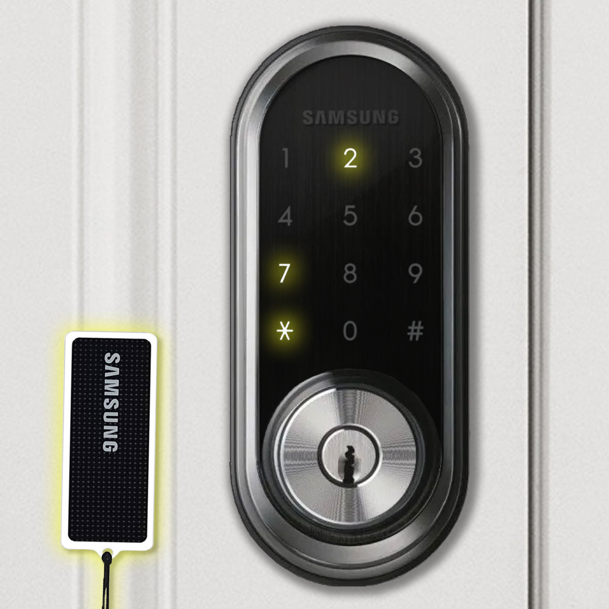 Cerradura Digital Samsung SHP-DS510 con doble autenticación de Contraseña Numérica y Key Tag RFID