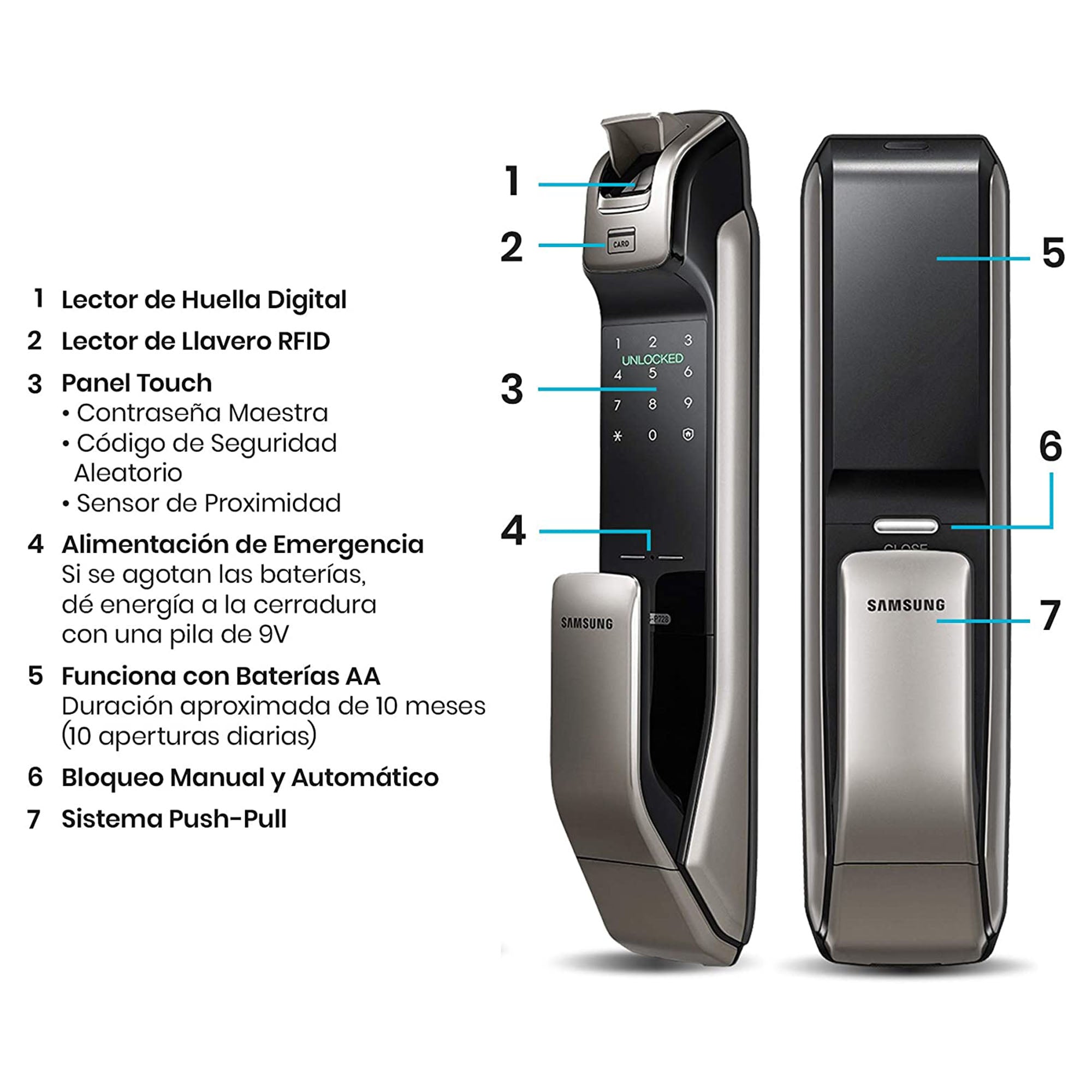 CERRADURA INTELIGENTE SAMSUNG SHP-DP728 - Métodos de Acceso