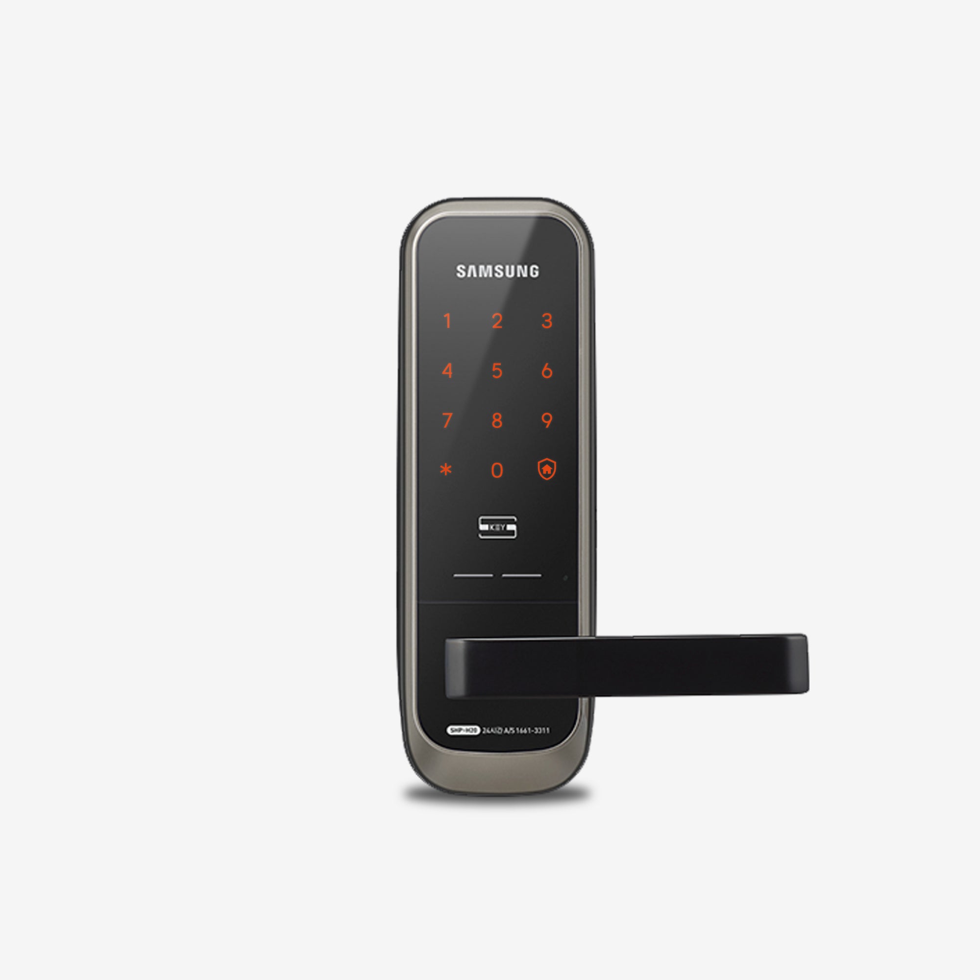 Cerradura Eléctrica Samsung SHP-H20 módulo exterior con teclado táctil encendido