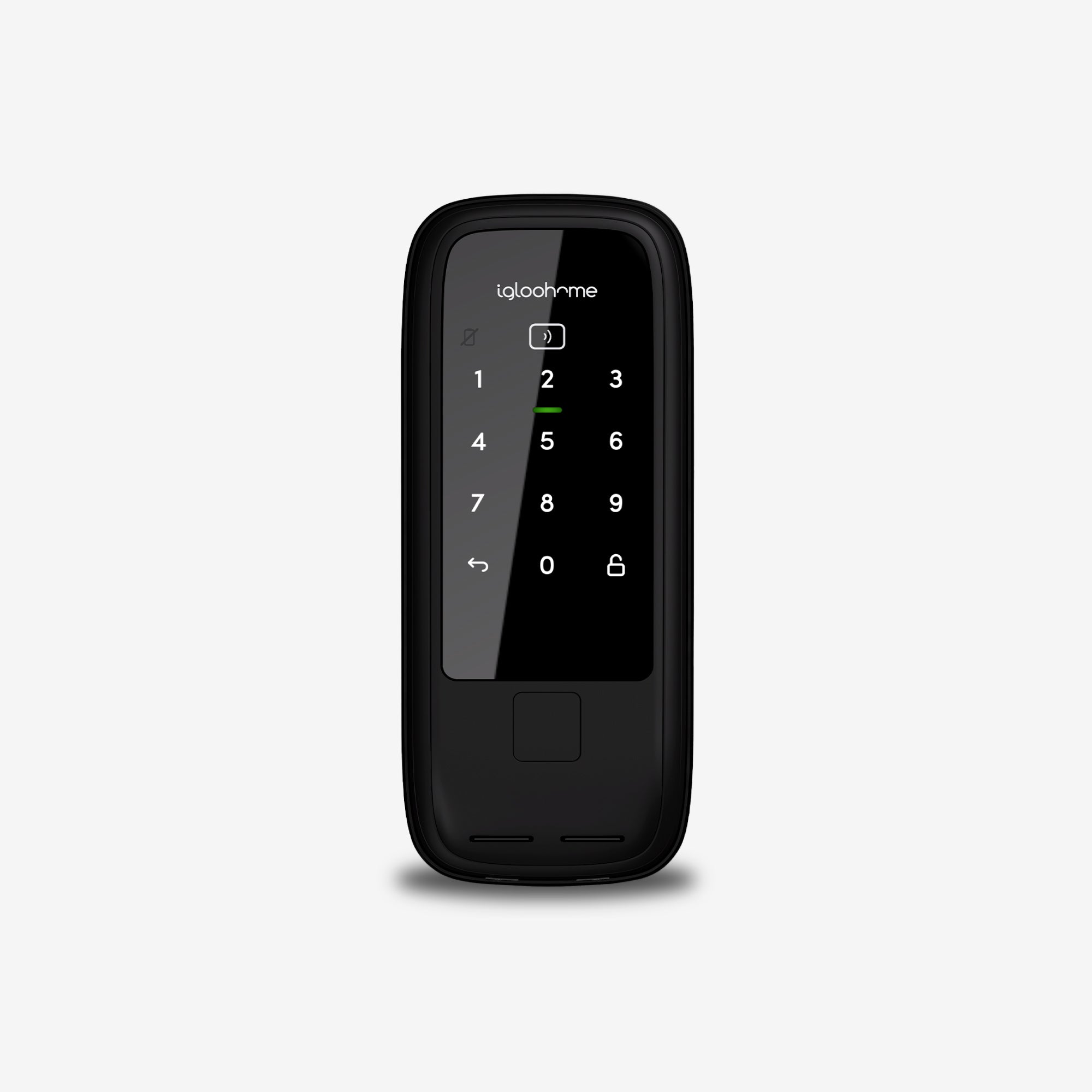 Rim Lock Wooden Doors. Cerradura con contraseña, Tarjeta, RFID, WiFi y Bluetooth vía app. Módulo exterior, vista frontal.