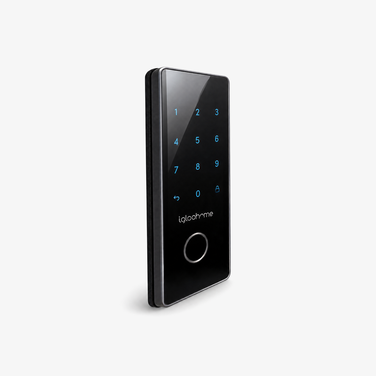 Cerradura para oficina Deadbolt 2S Metal Grey. Bluetooth vía app, Contraseña, y Llave de alta seguridad. Unidad exterior, vista frontal.
