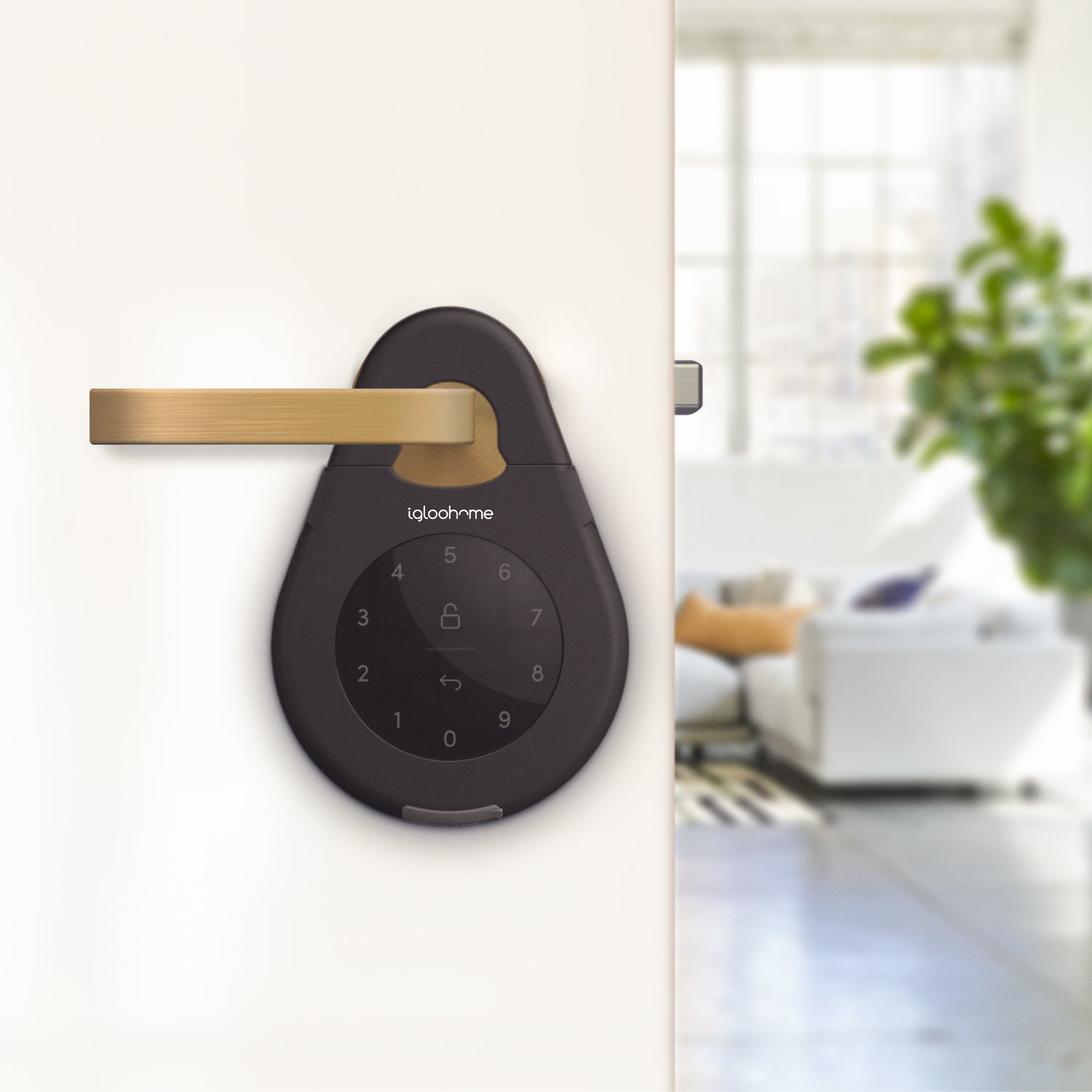Caja para guardar llaves Airbnb Keybox 3 colgada en manija de cerradura